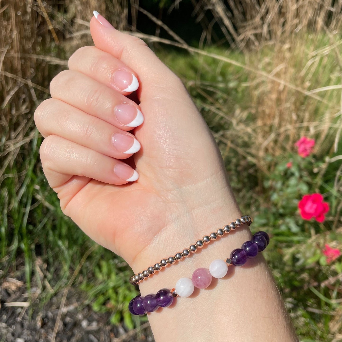 PEACE & SERENITY | Crystal Bracelet | Amethyst & Rose Quartz