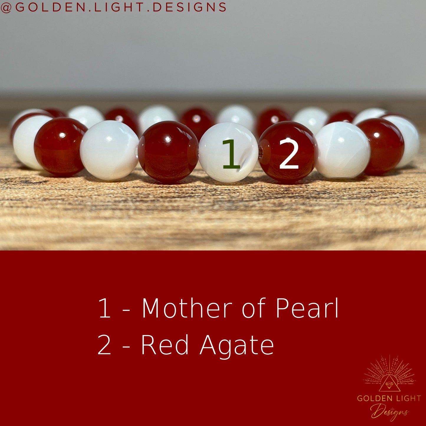 MERRY & BRIGHT | Crystal Bracelet | Red Agate & Mother of Pearl