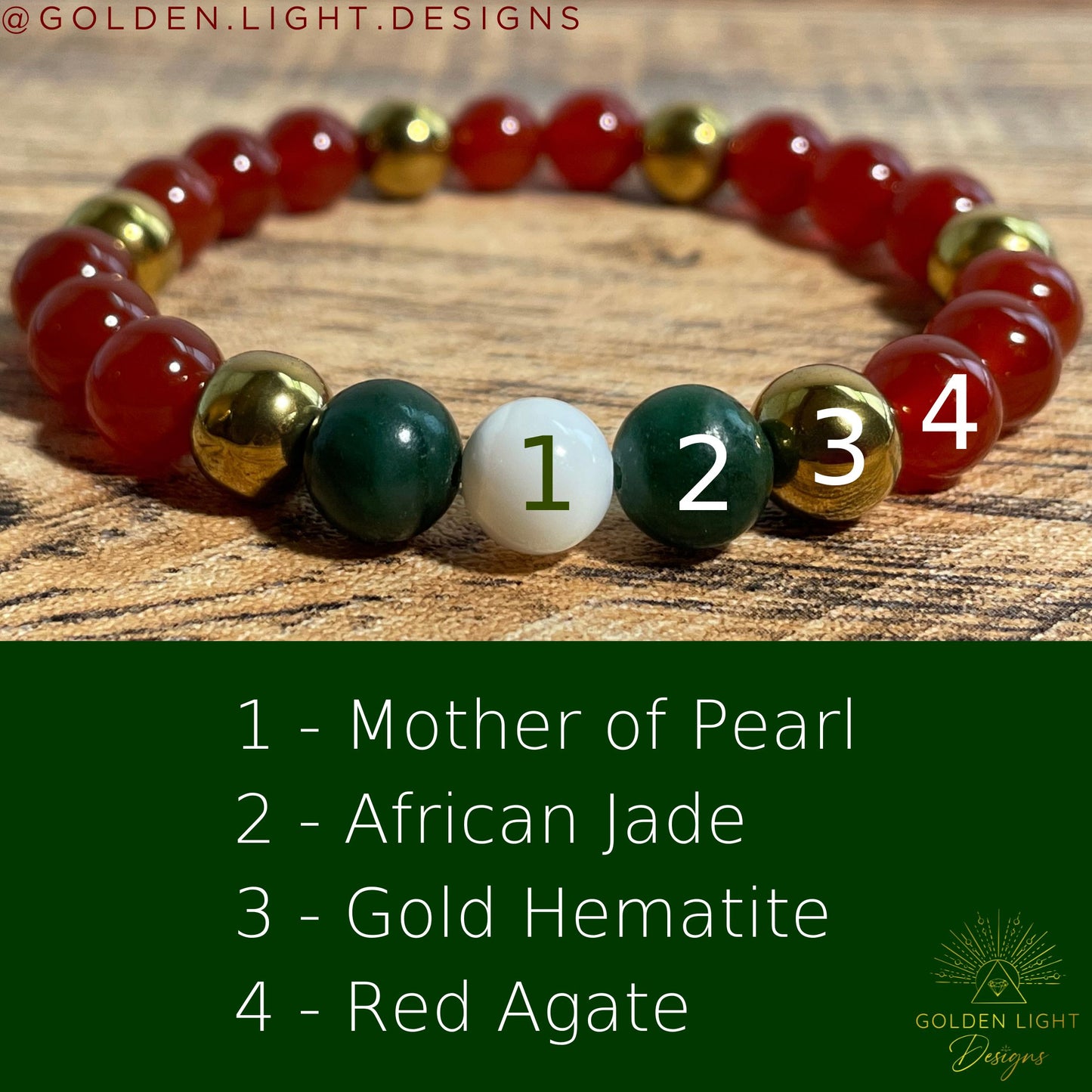 JOLLY | Crystal Bracelet | Red Agate & Hematite