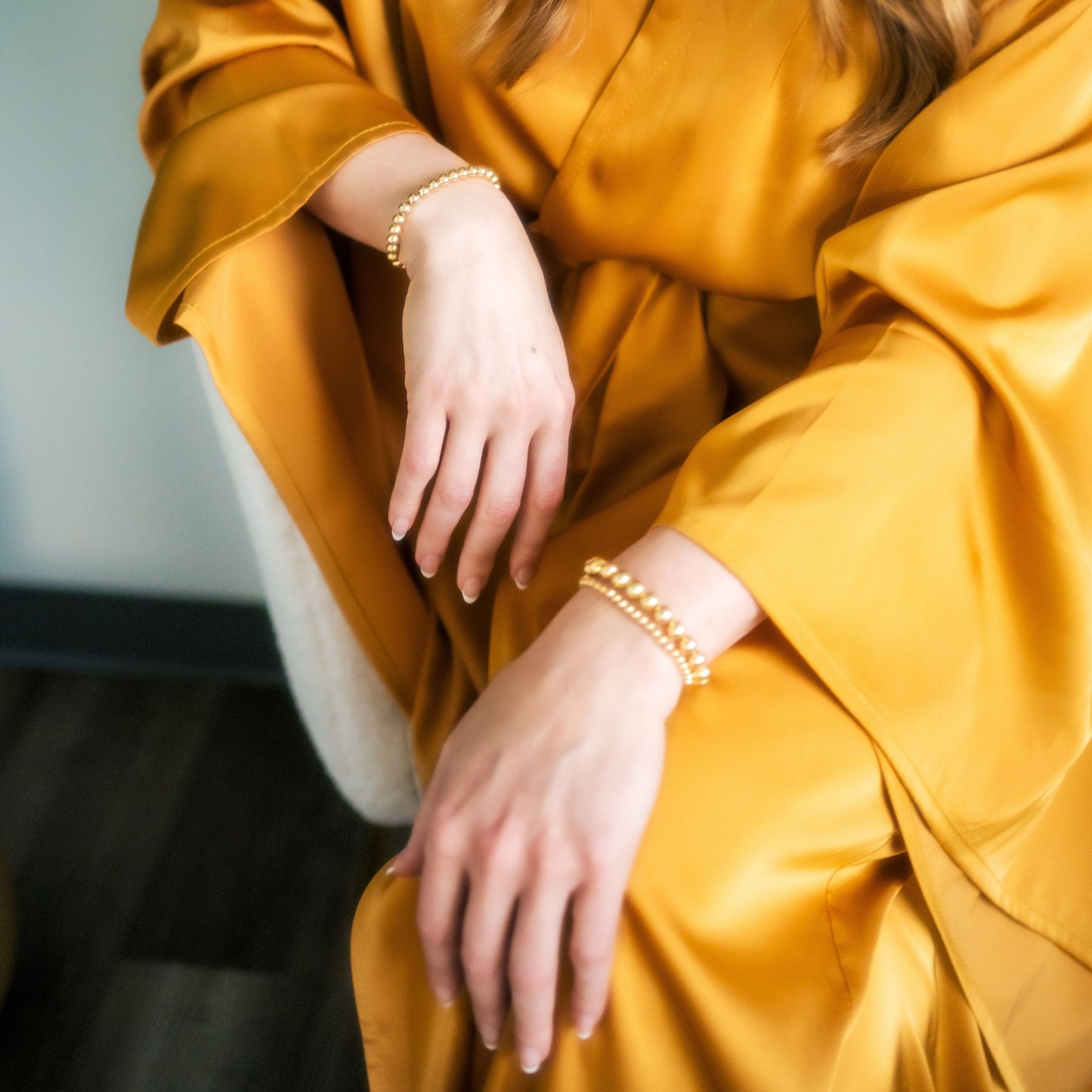 GOLDEN LIGHT Bracelets | 14K Gold-Filled Stackable Bracelets | 4mm 6mm 8mm