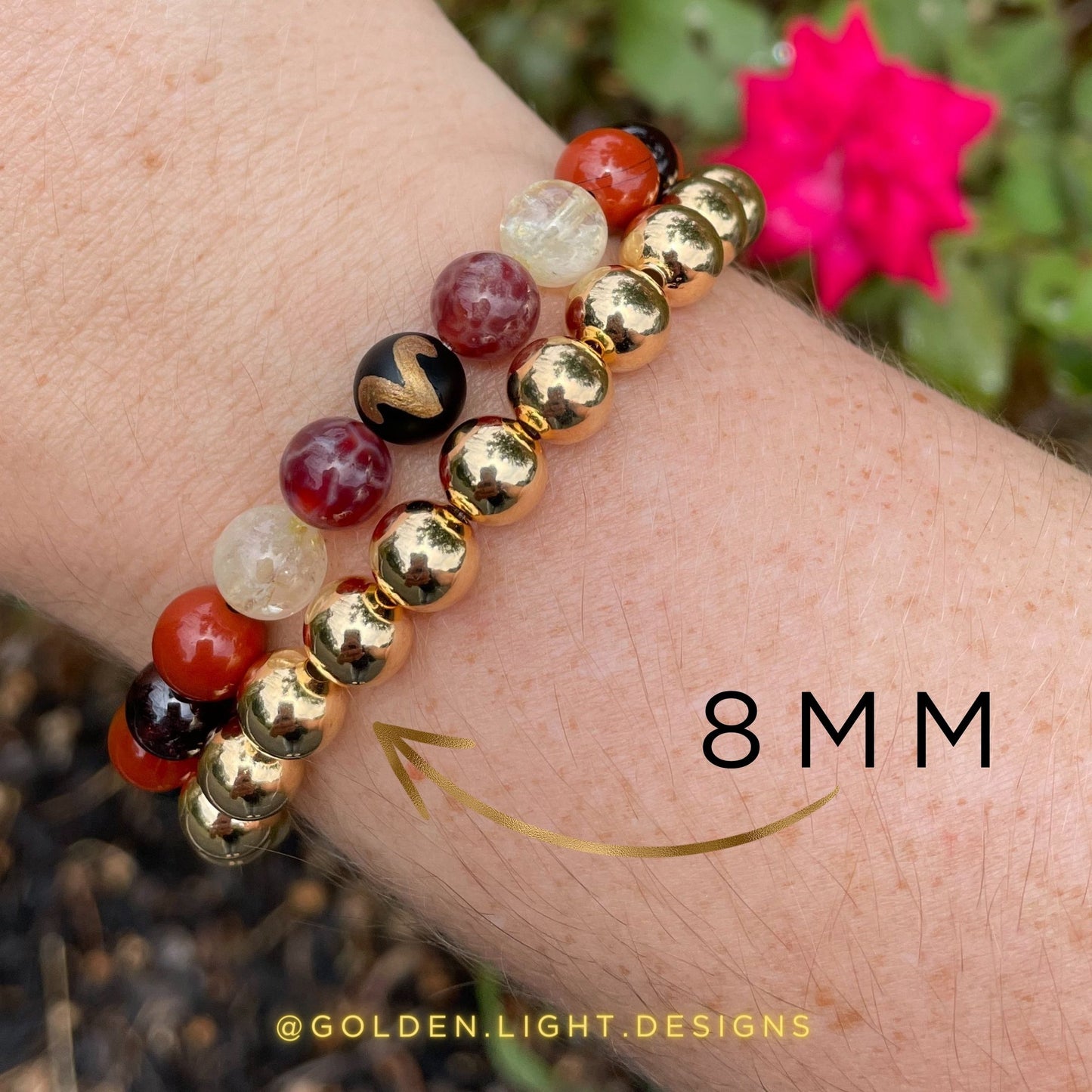 GOLDEN LIGHT Bracelets | 14K Gold-Filled Stackable Bracelets | 4mm 6mm 8mm