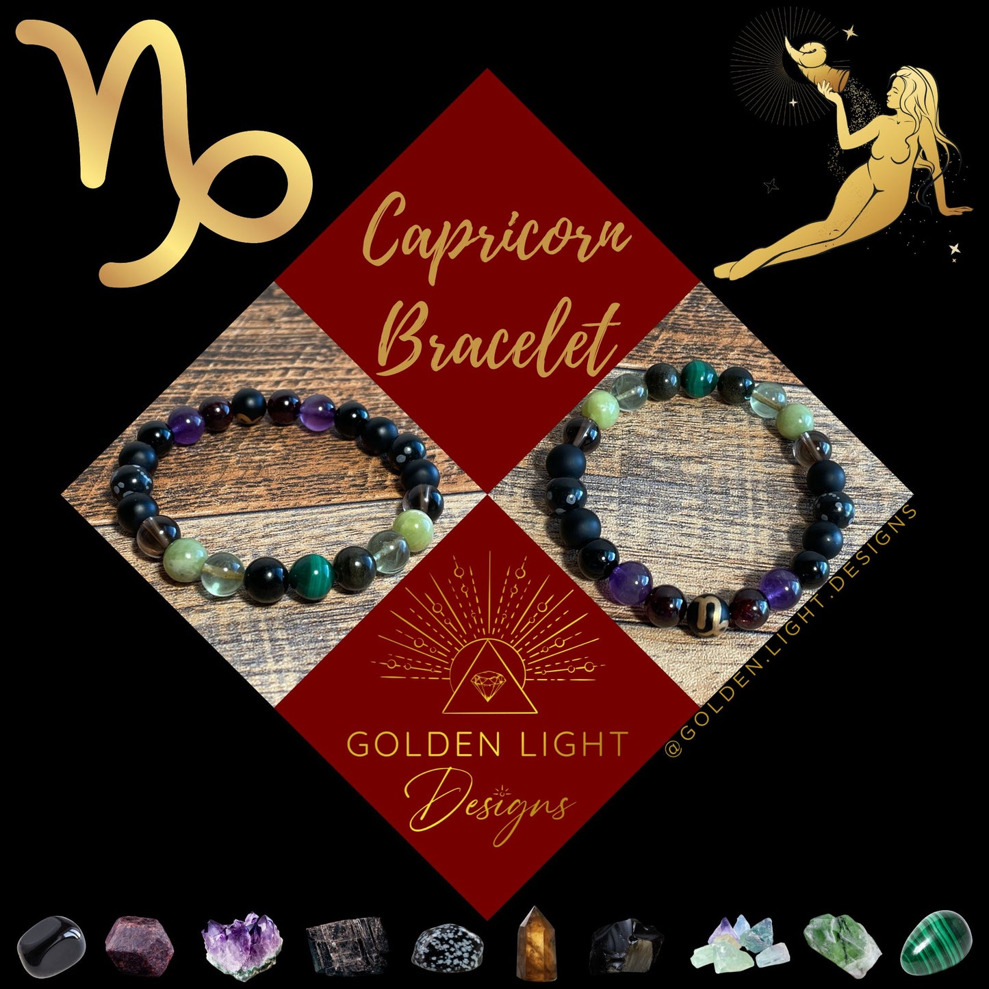 ♑︎ CAPRICORN Zodiac | Crystal Bracelet