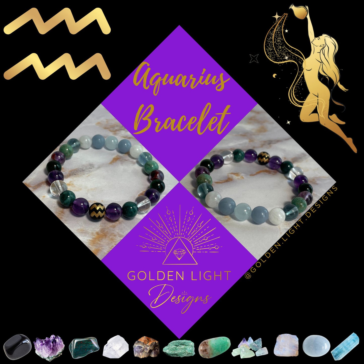 ♒︎ AQUARIUS Zodiac | Crystal Bracelet