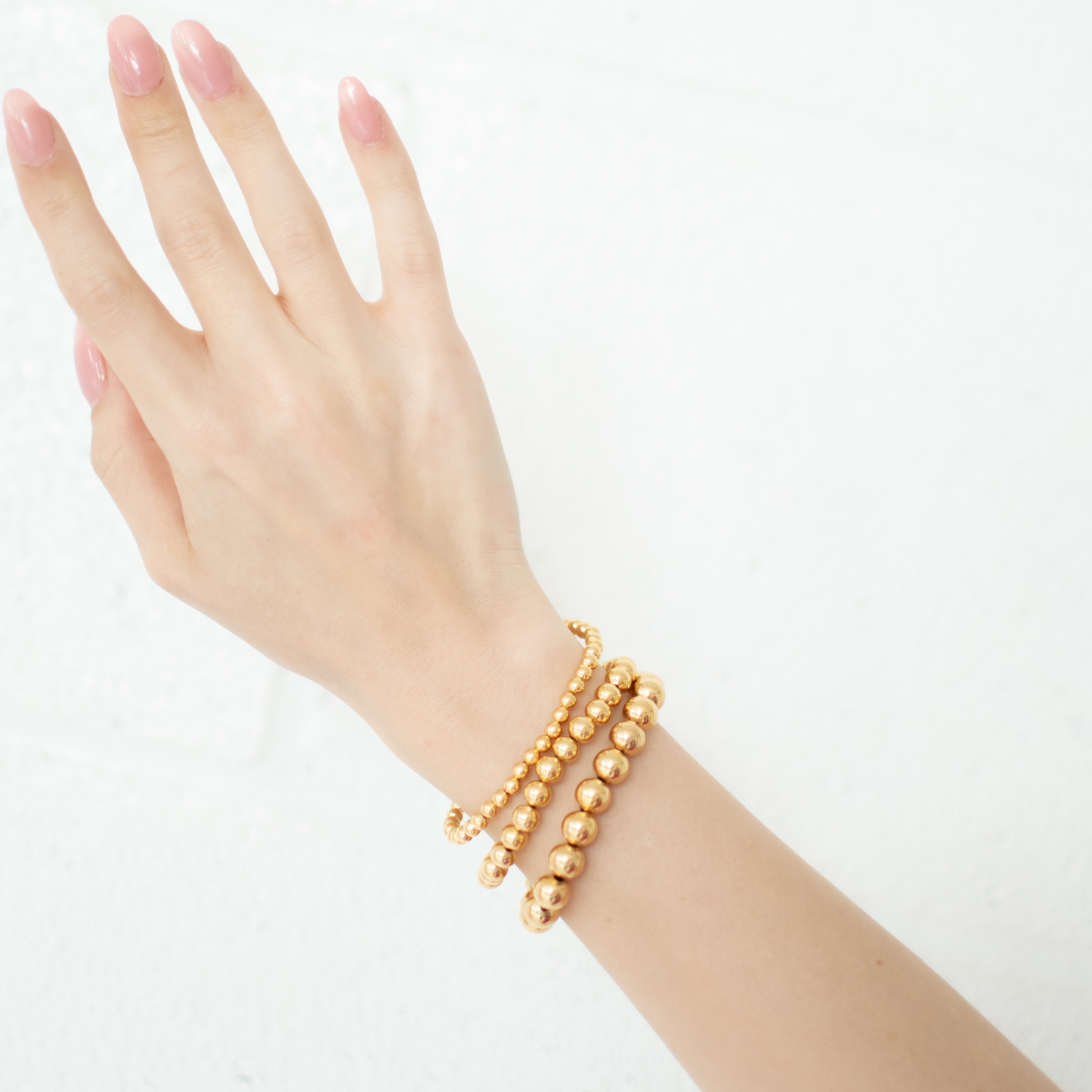 GOLDEN LIGHT Bracelets | 14K Gold-Filled Stackable Bracelets | 4mm 6mm 8mm