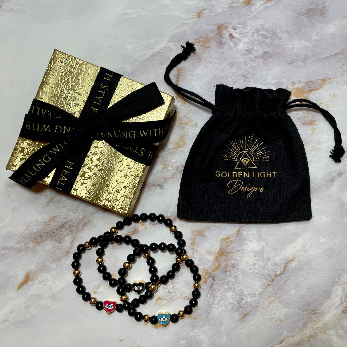 EVIL HEART EYE | Crystal Bracelet | Black Tourmaline