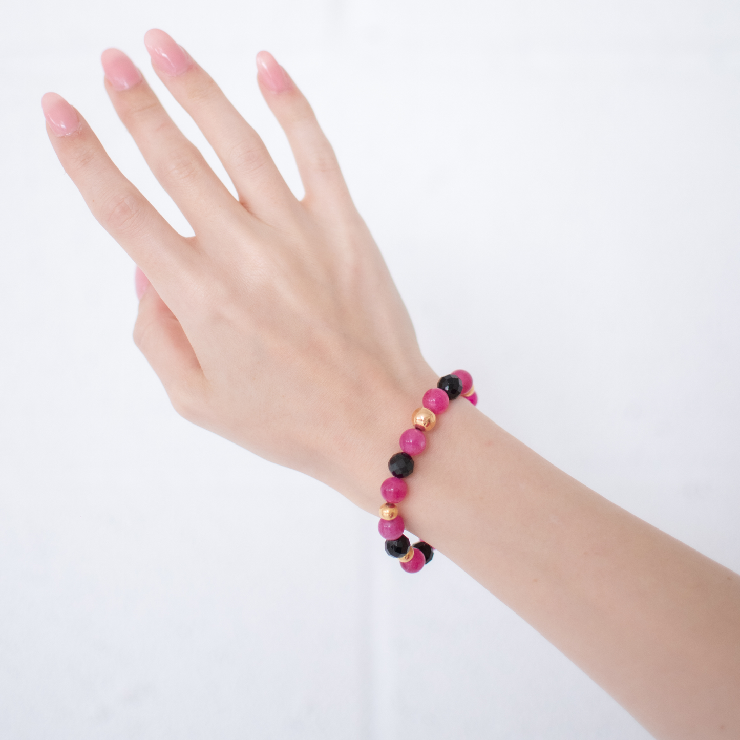 PINK POSITIVE VIBES | Barbie-Inspired | Crystal Bracelet | Pink & Black Tourmaline
