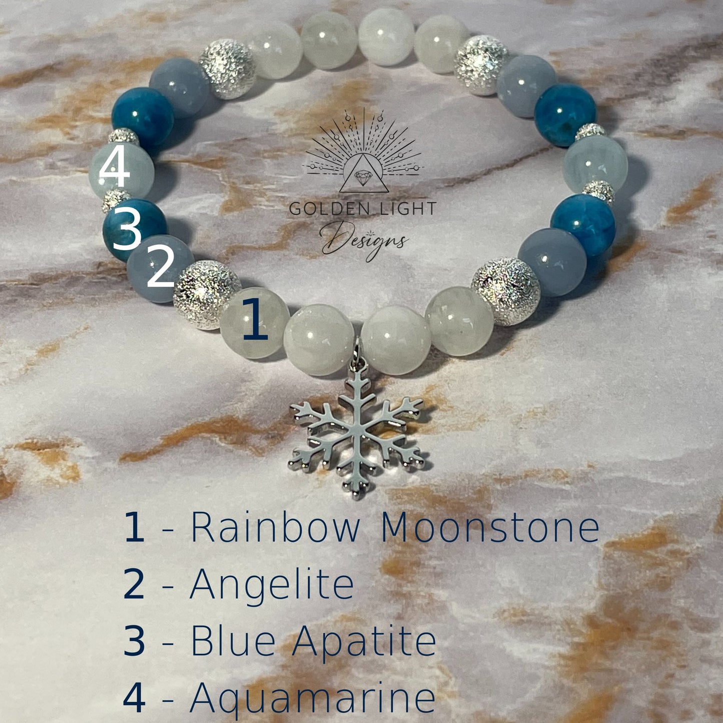 PEACEFUL NIGHT | Crystal Bracelet | Moonstone & Angelite