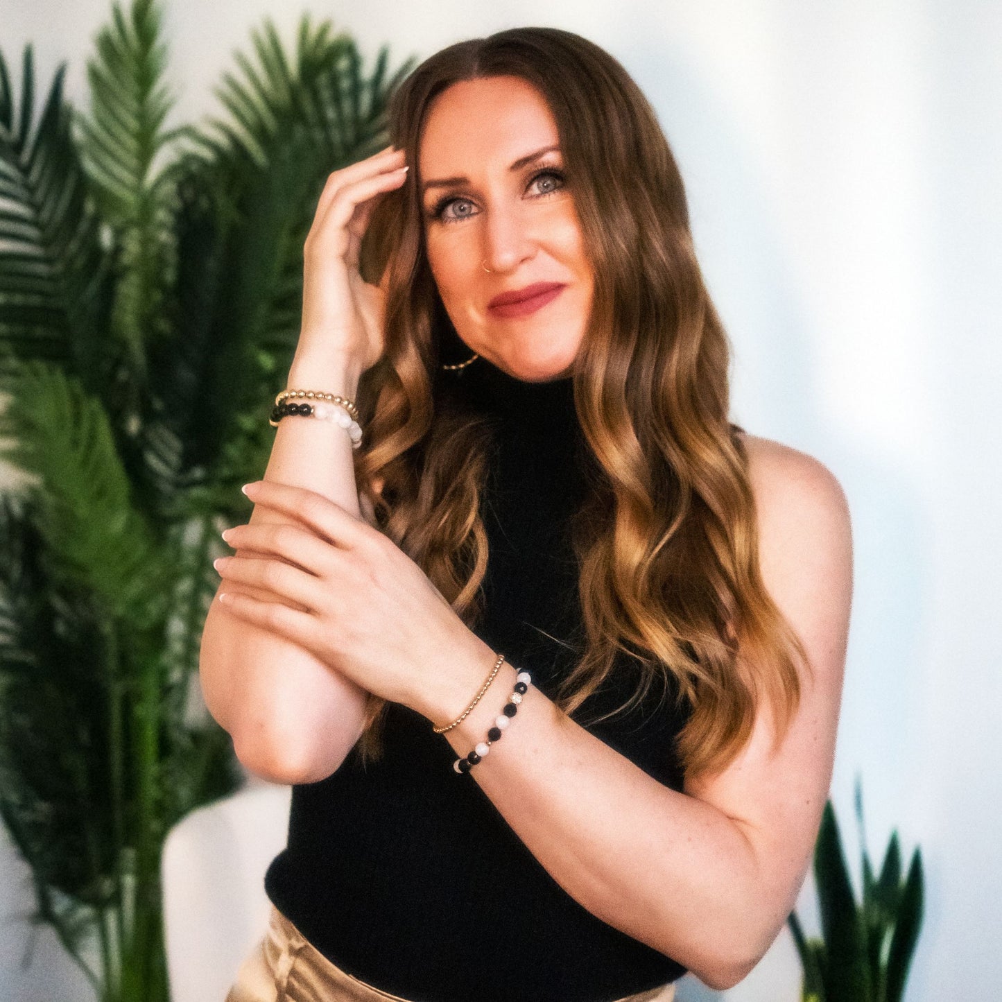 CHEERFUL NIGHT | Crystal Bracelet | Tourmaline, Moonstone & Gold Hematite