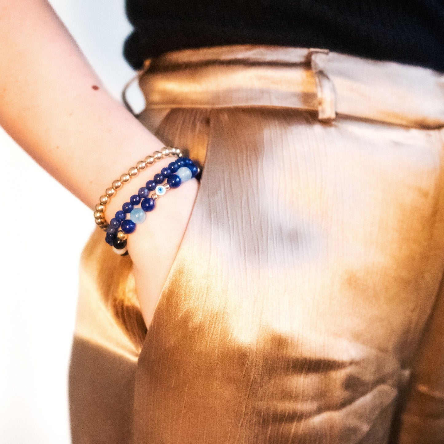 EVIL EYE | Crystal Bracelet | Obsidian & Lapis Lazuli