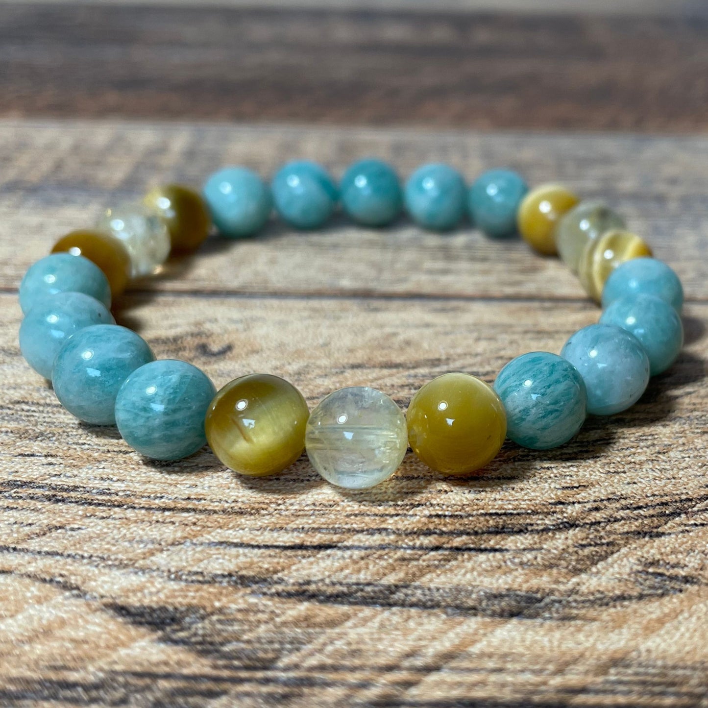 ABUNDANCE & CAREER | Crystal Bracelet | Amazonite, Golden Tiger Eye & Citrine