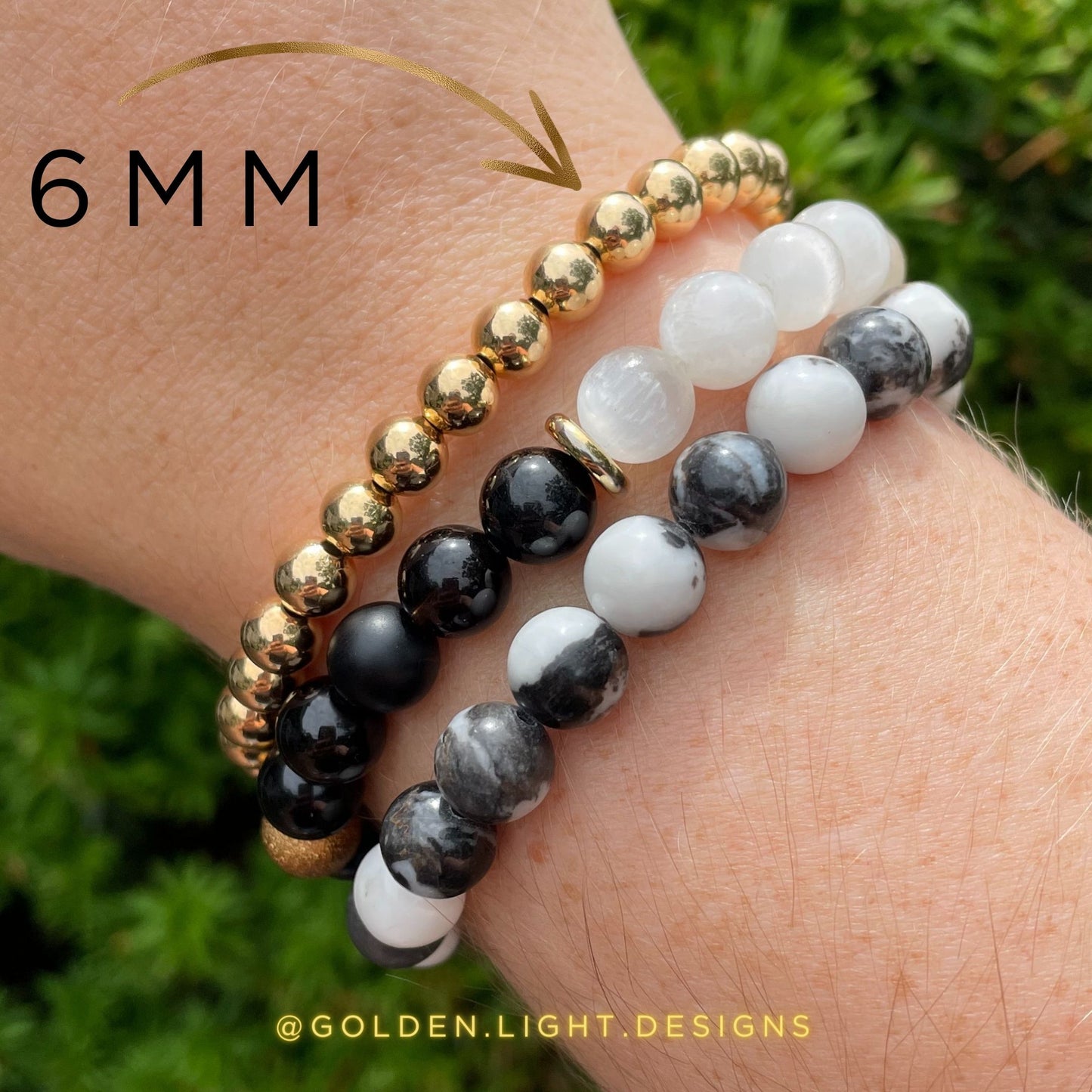 GOLDEN LIGHT Bracelets | 14K Gold-Filled Stackable Bracelets | 4mm 6mm 8mm