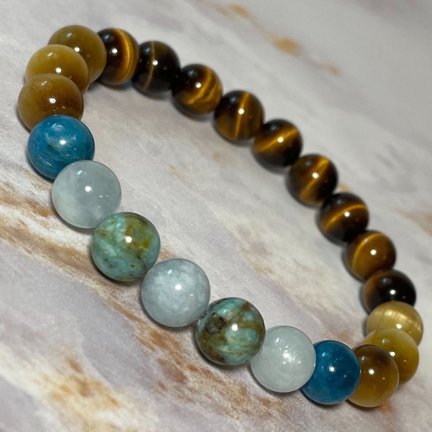 PERSONAL POWER | Ken-Inspired | Crystal Bracelet | Tiger Eye & Aquamarine