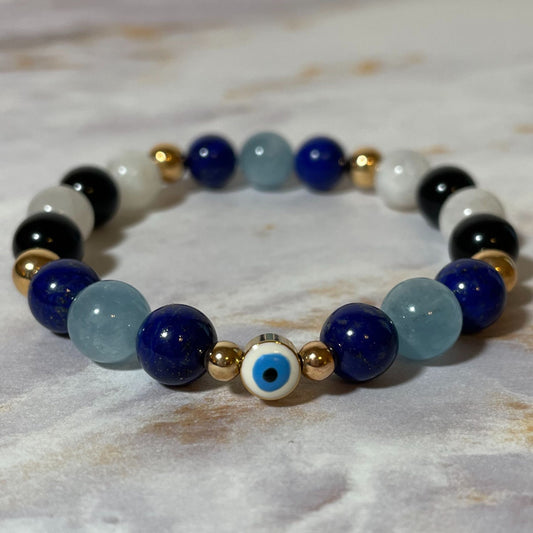 EVIL EYE | Crystal Bracelet | Obsidian & Lapis Lazuli