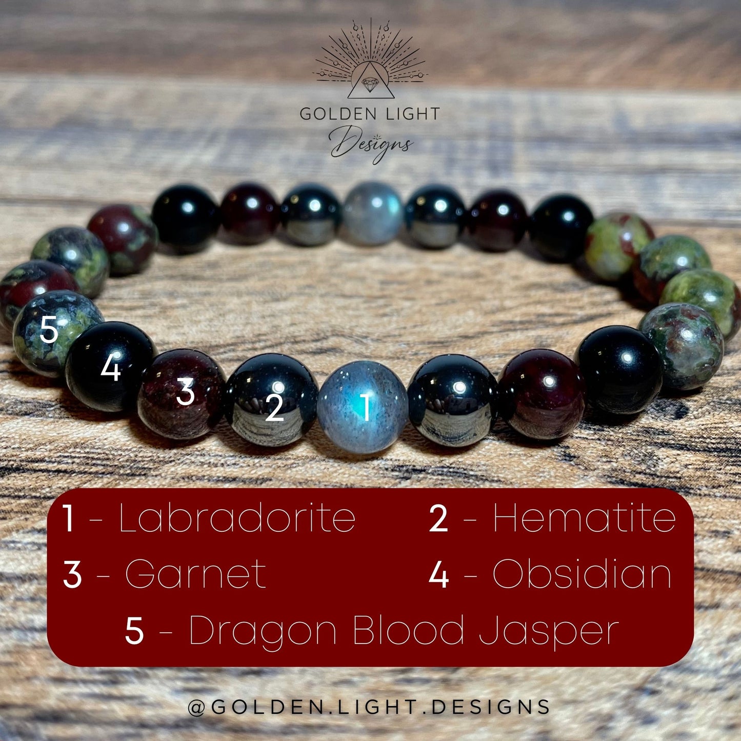 YEAR of the DRAGON | Crystal Bracelet | Dragon Blood Jasper & Labradorite
