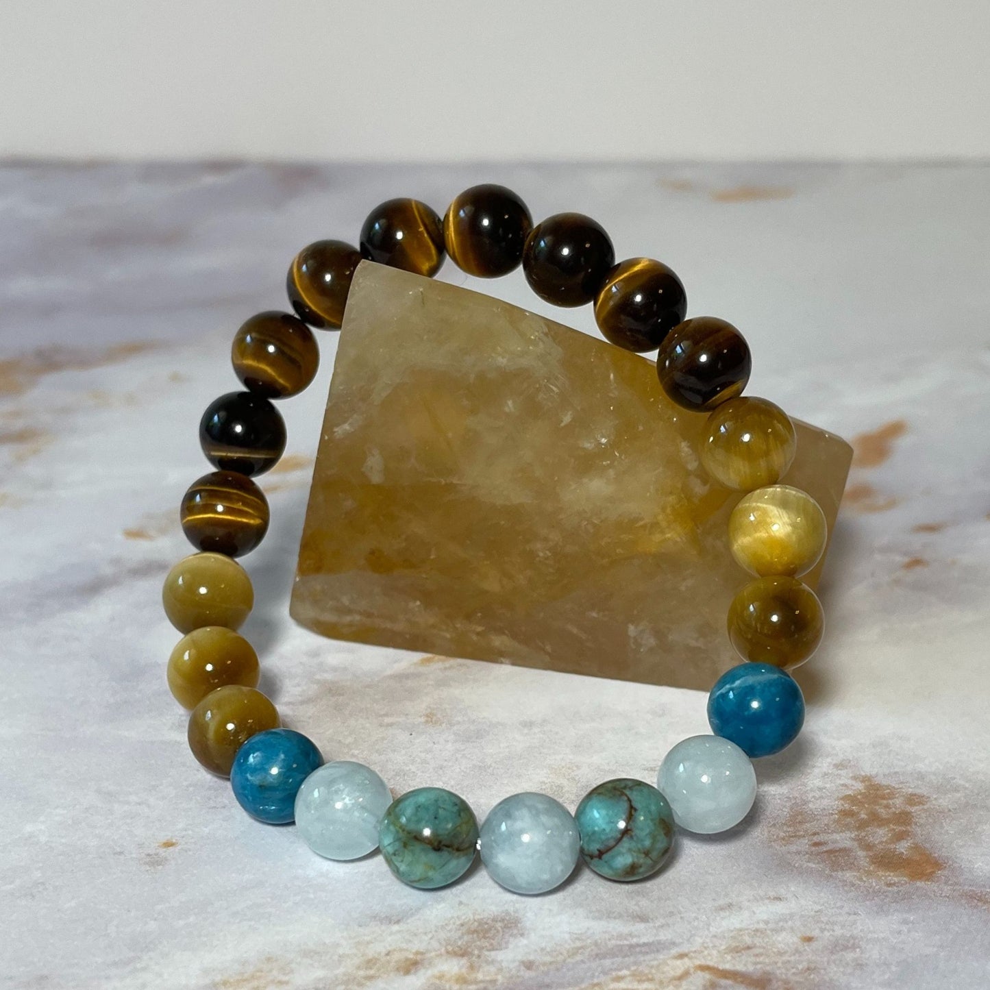PERSONAL POWER | Ken-Inspired | Crystal Bracelet | Tiger Eye & Aquamarine