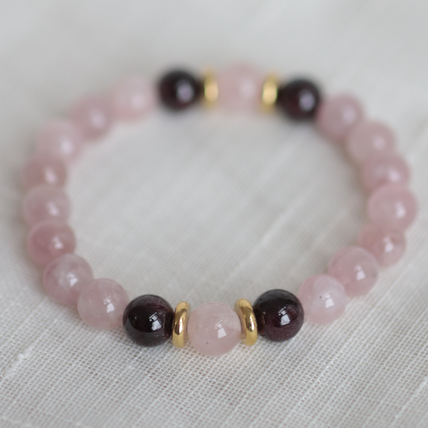ABUNDANCE & LOVE II | Crystal Bracelet | Rose Quartz & Garnet