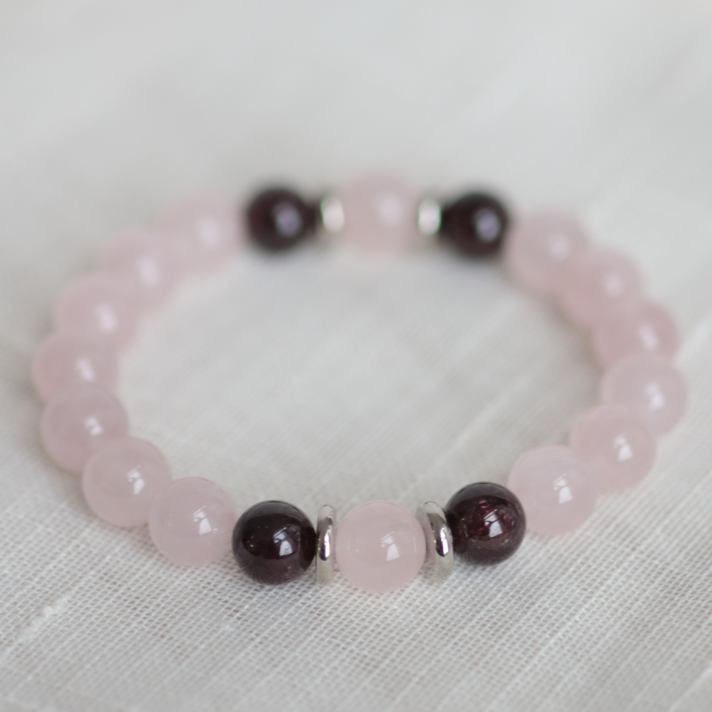ABUNDANCE & LOVE II | Crystal Bracelet | Rose Quartz & Garnet