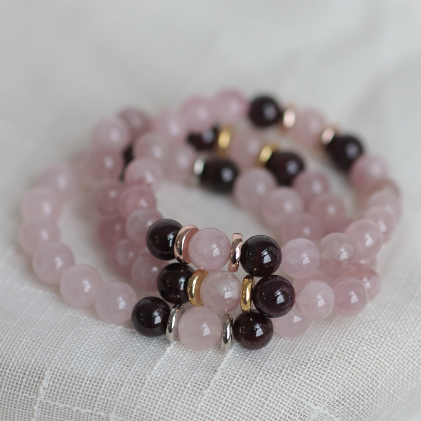 ABUNDANCE & LOVE II | Crystal Bracelet | Rose Quartz & Garnet