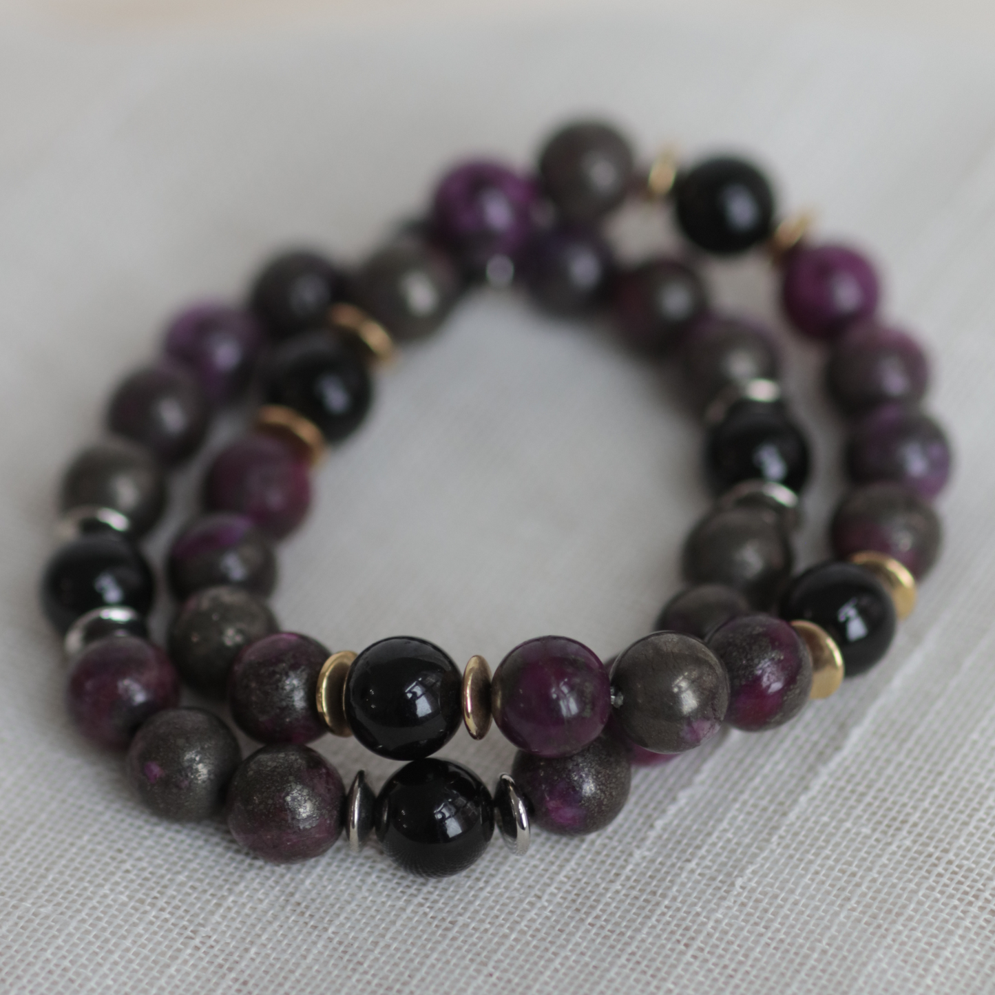 ABUNDANCE & LOVE III | Crystal Bracelet | Pink Pyrite & Tourmaline