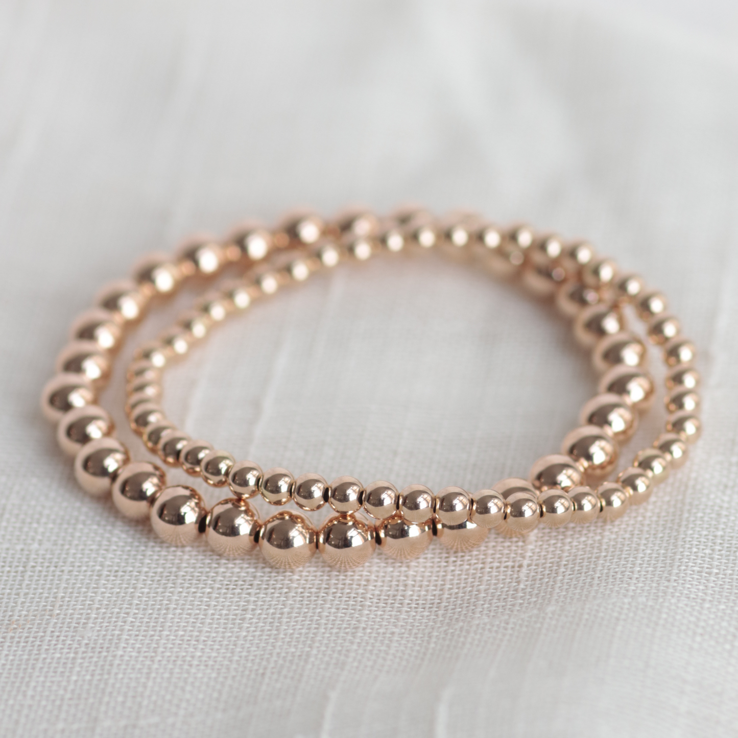 GOLDEN LOVE Bracelets | 14K Rose Gold-Filled Stackable Bracelets | 4mm 6mm