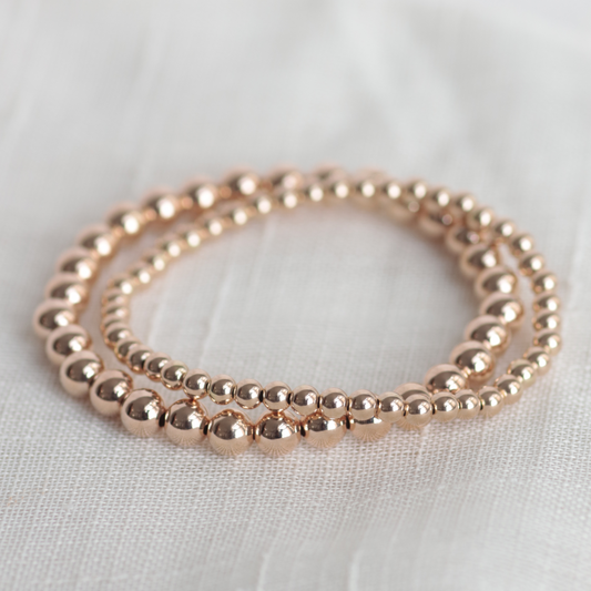 GOLDEN LOVE Bracelets | 14K Rose Gold-Filled Stackable Bracelets | 4mm 6mm