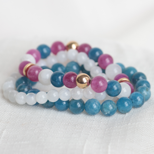 PINK MANIFESTATION STACK | Barbie-Inspired | Crystal Bracelet Stack | Pink Tourmaline, Apatite & Moonstone