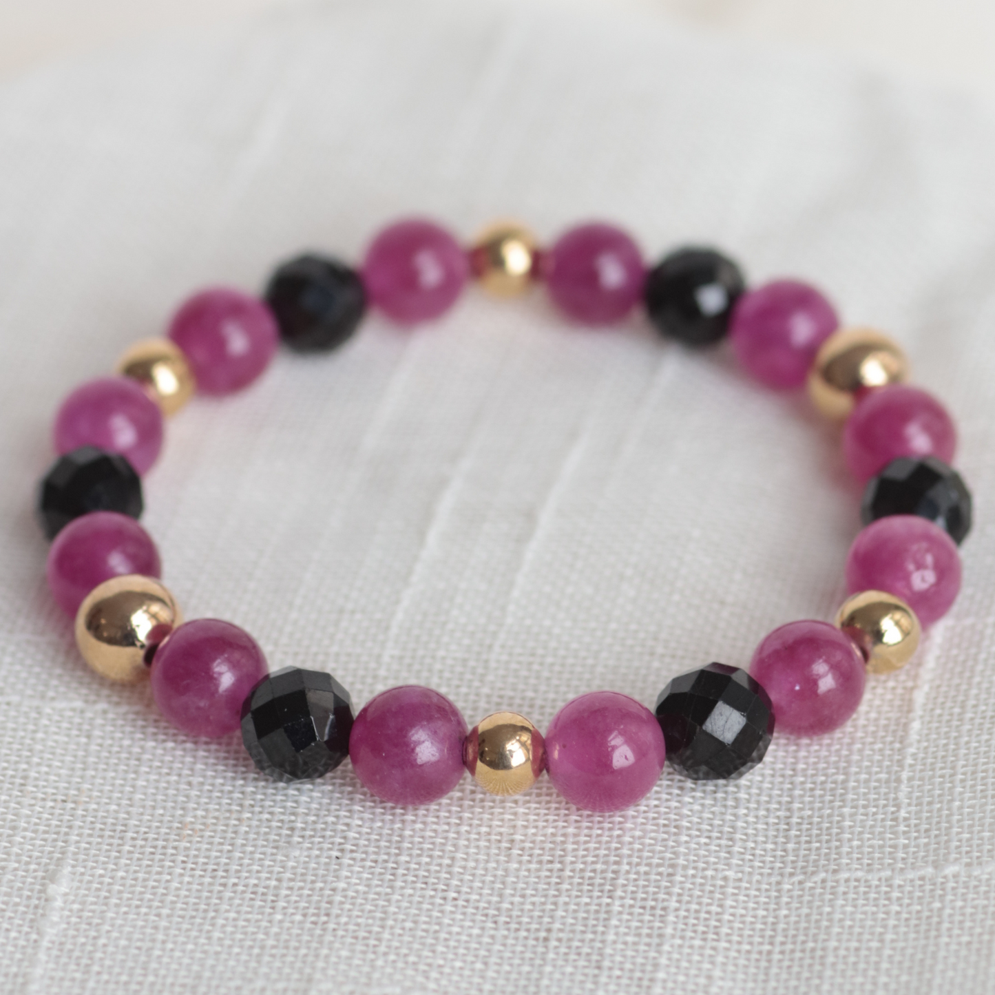PINK POSITIVE VIBES | Barbie-Inspired | Crystal Bracelet | Pink & Black Tourmaline