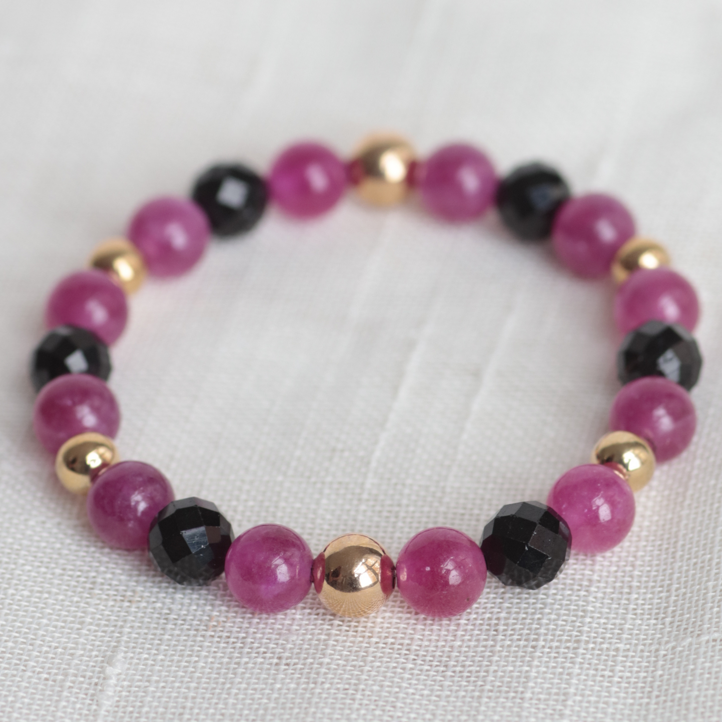 PINK POSITIVE VIBES STACK | Barbie-Inspired | Crystal Bracelet Stack | Pink & Black Tourmaline