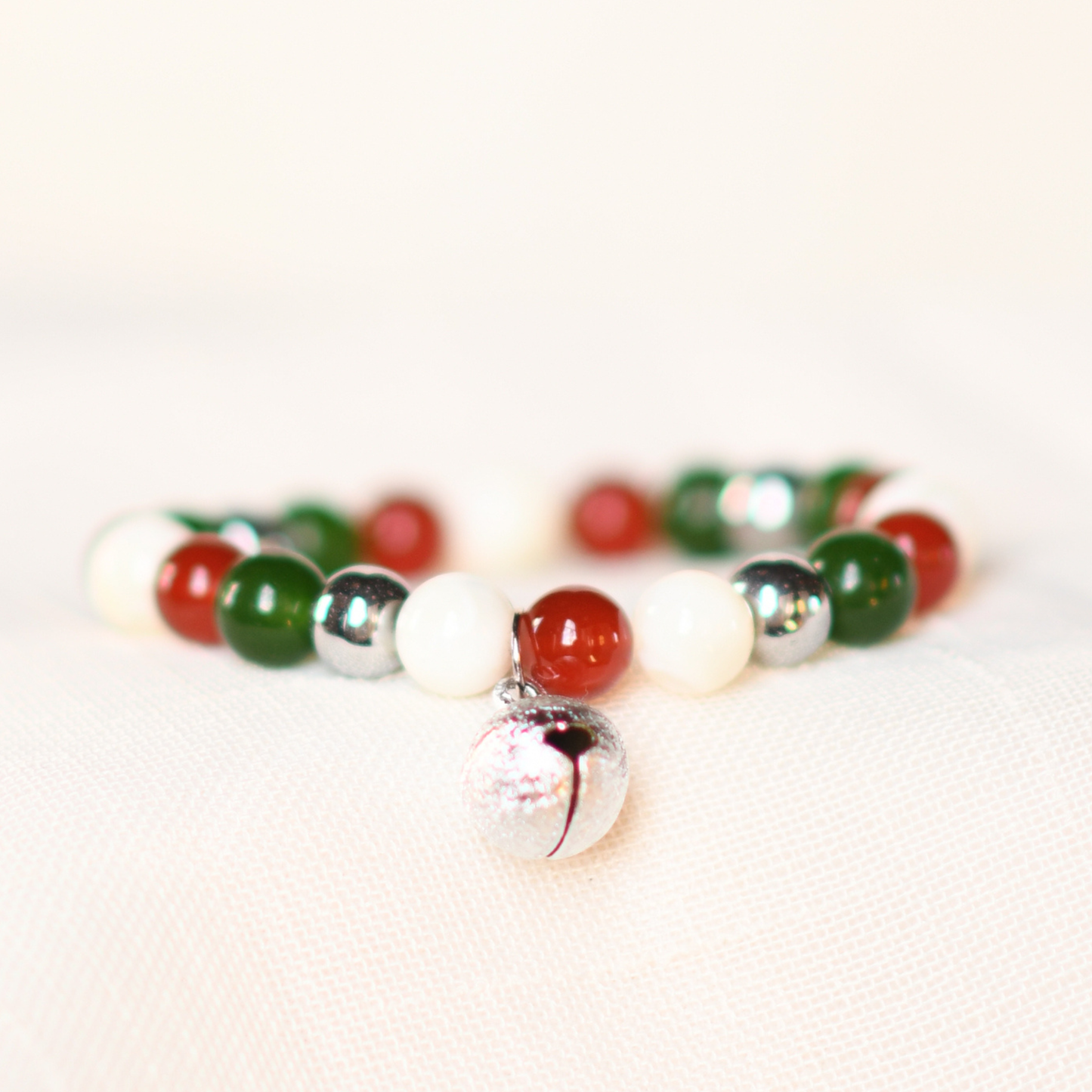 JINGLE ALL THE WAY | Crystal Bracelet | Red Agate & Green Jade