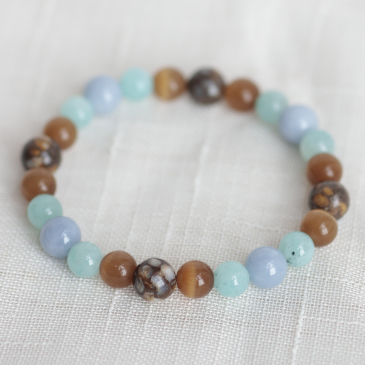 PEACE & INTUITION | Crystal Bracelet | Angelite & Fire Lace Opal