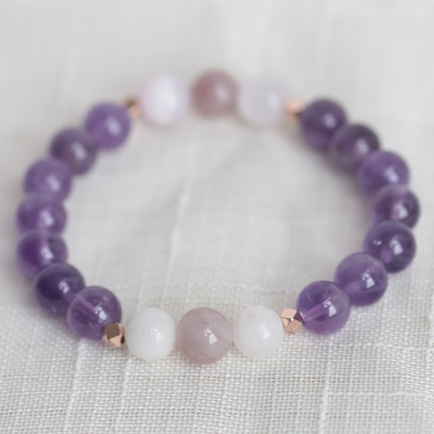 PEACE & SERENITY | Crystal Bracelet | Amethyst & Rose Quartz