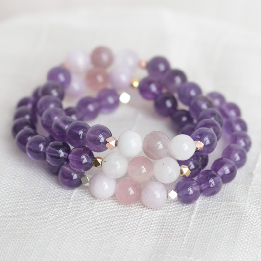 PEACE & SERENITY | Crystal Bracelet | Amethyst & Rose Quartz