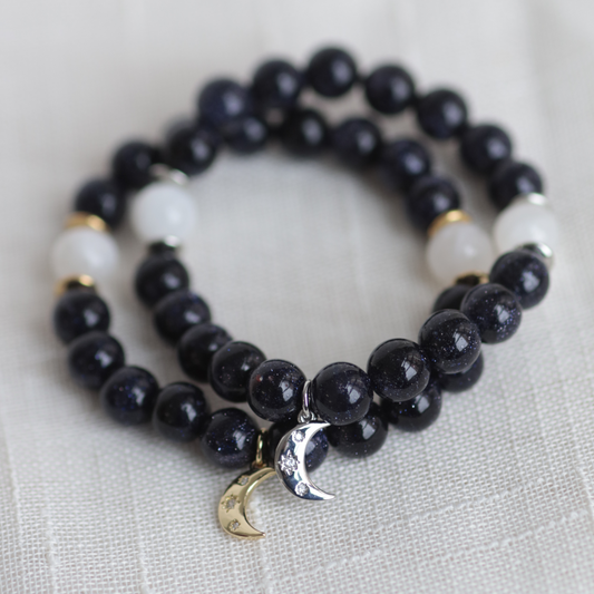 STARRY NIGHT | Crystal Bracelet | Blue Goldstone & Moonstone