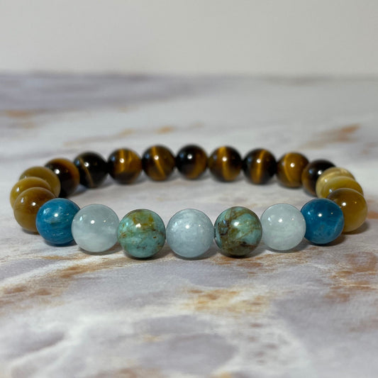 PERSONAL POWER | Ken-Inspired | Crystal Bracelet | Tiger Eye & Aquamarine