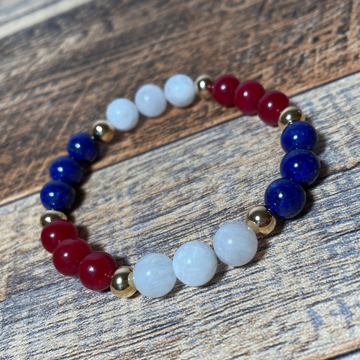UNITY, LOVE & PROTECTION | Crystal Bracelet | Moonstone, Lapis Lazuli & Red Agate
