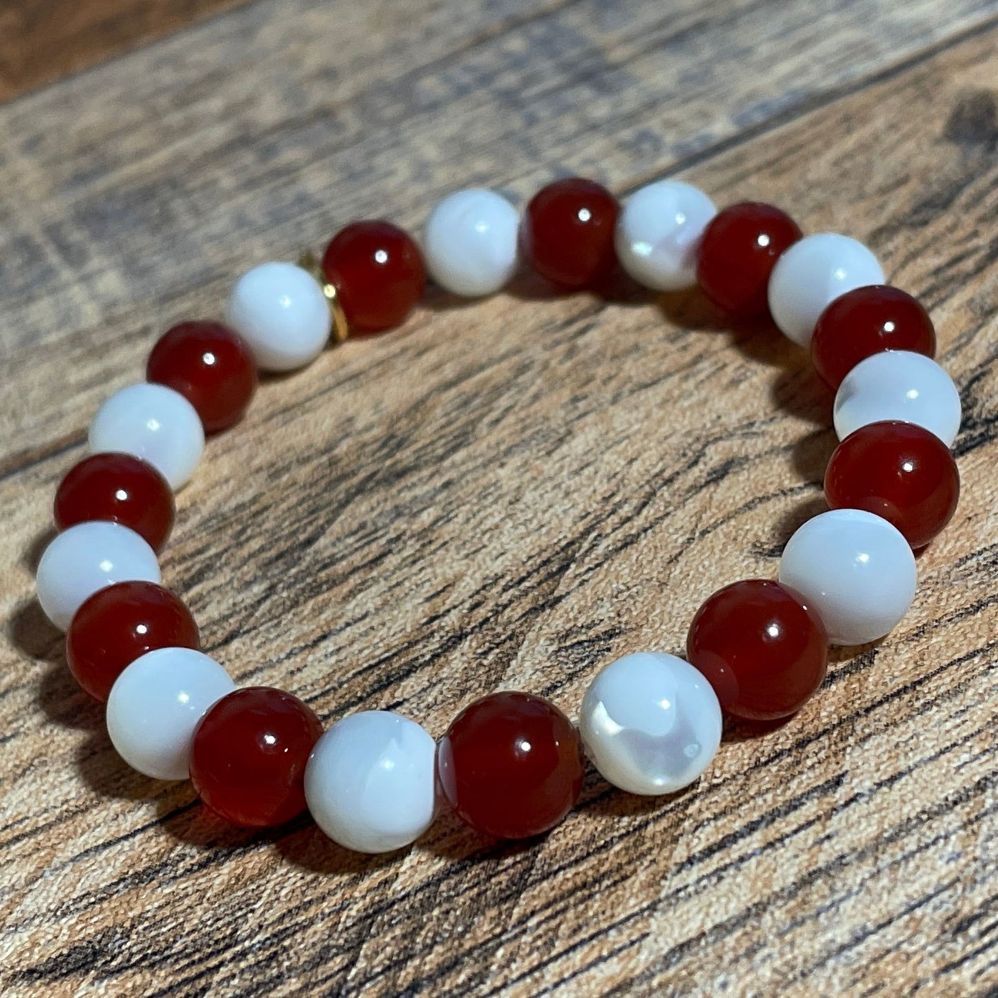 MERRY & BRIGHT | Crystal Bracelet | Red Agate & Mother of Pearl