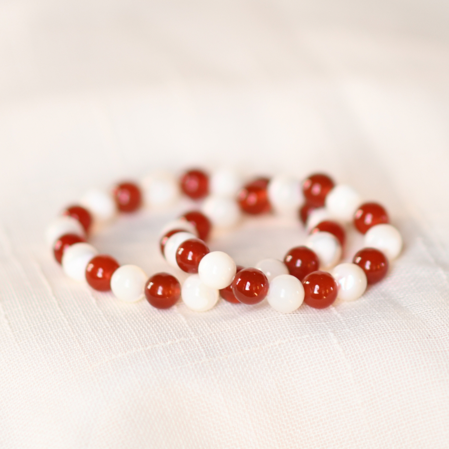 MERRY & BRIGHT | Crystal Bracelet | Red Agate & Mother of Pearl