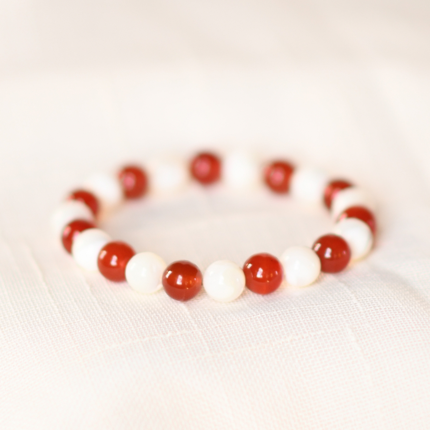 MERRY & BRIGHT | Crystal Bracelet | Red Agate & Mother of Pearl