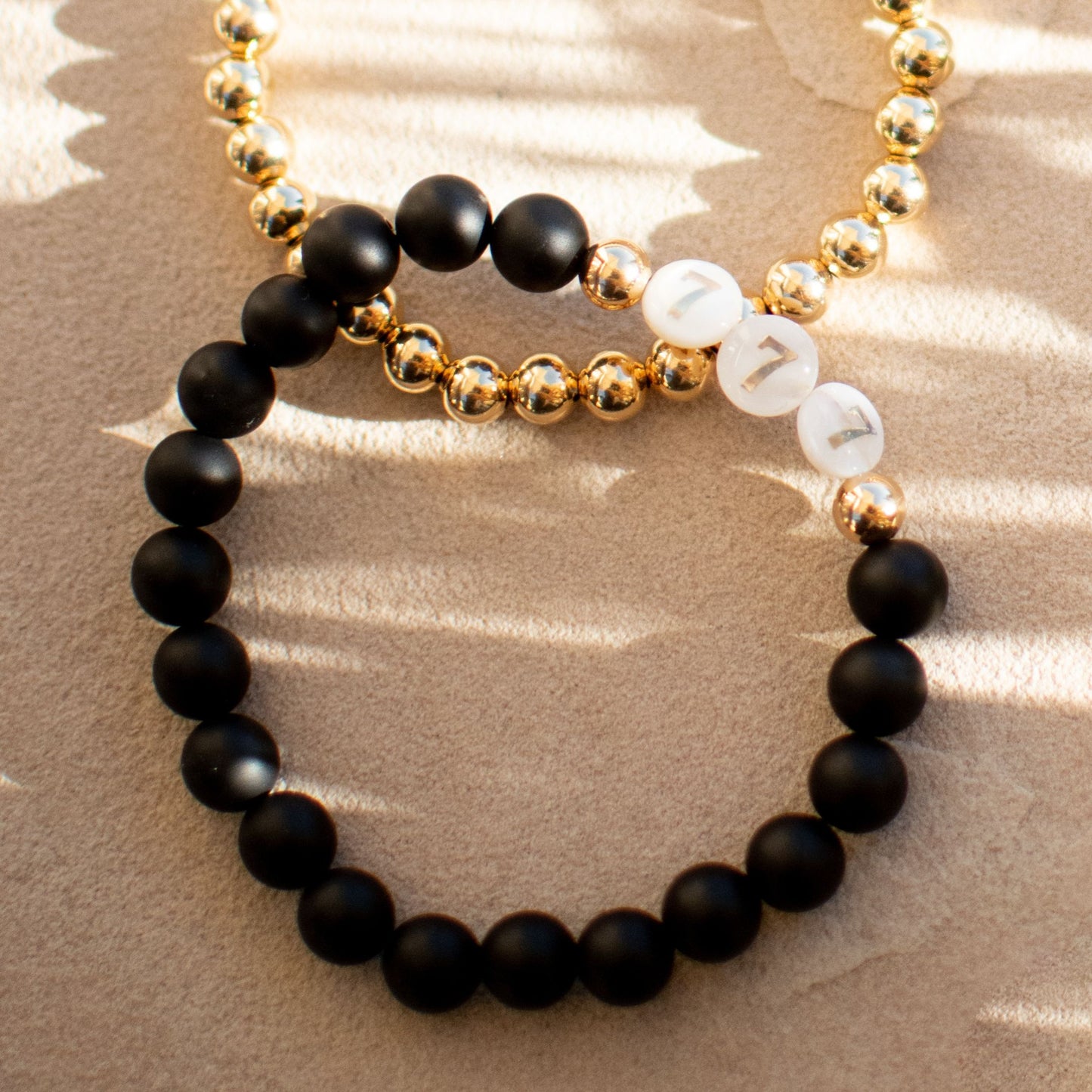 ANGEL NUMBER | Crystal Bracelet | Onyx & Mother of Pearl