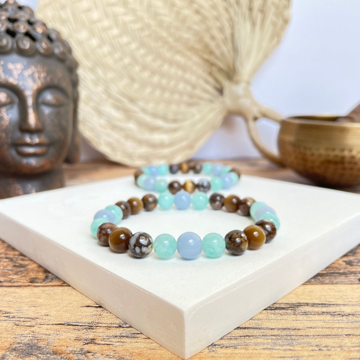 PEACE & INTUITION | Crystal Bracelet | Angelite & Fire Lace Opal