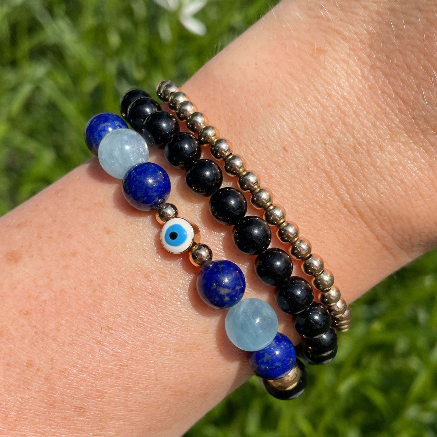 EVIL EYE | Crystal Bracelet | Obsidian & Lapis Lazuli