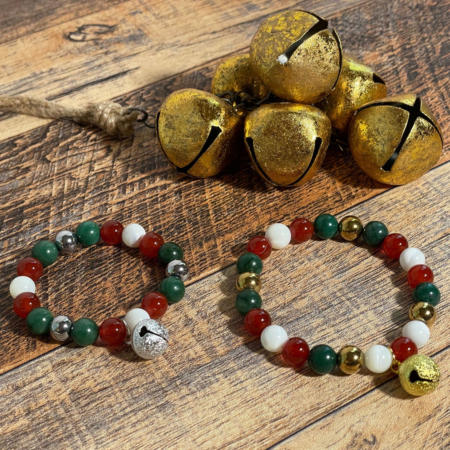 JINGLE ALL THE WAY | Crystal Bracelet | Red Agate & Green Jade