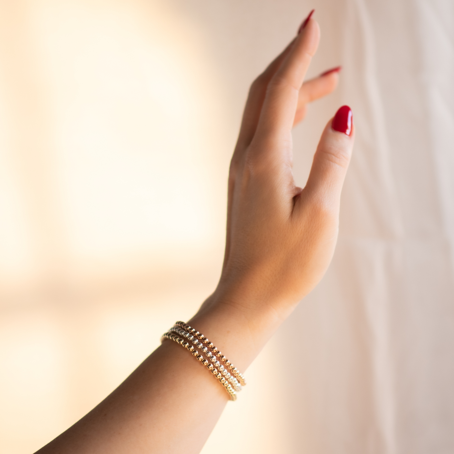 METALLIC Bracelet Stack | 14K Gold-Filled, Rose Gold-Filled & Sterling Silver Stackable Bracelets | 4mm Trio Set