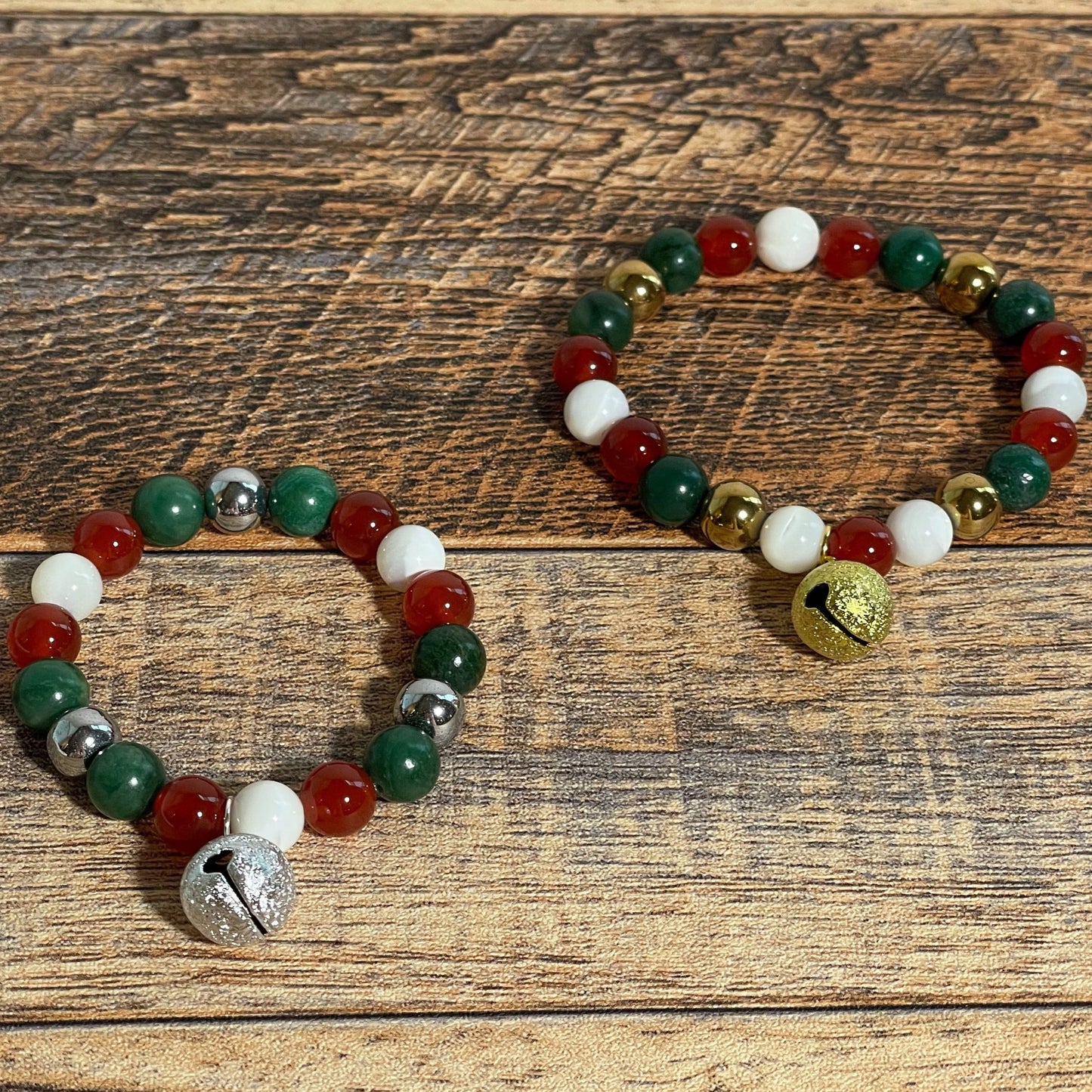 JINGLE ALL THE WAY | Crystal Bracelet | Red Agate & Green Jade