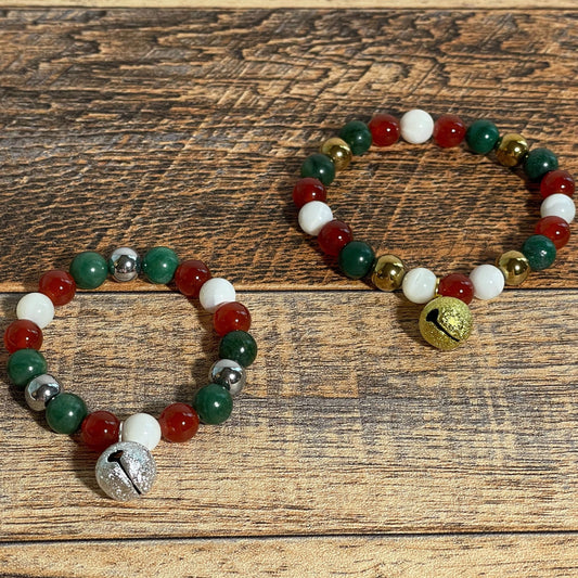 JINGLE ALL THE WAY | Crystal Bracelet | Red Agate & Green Jade
