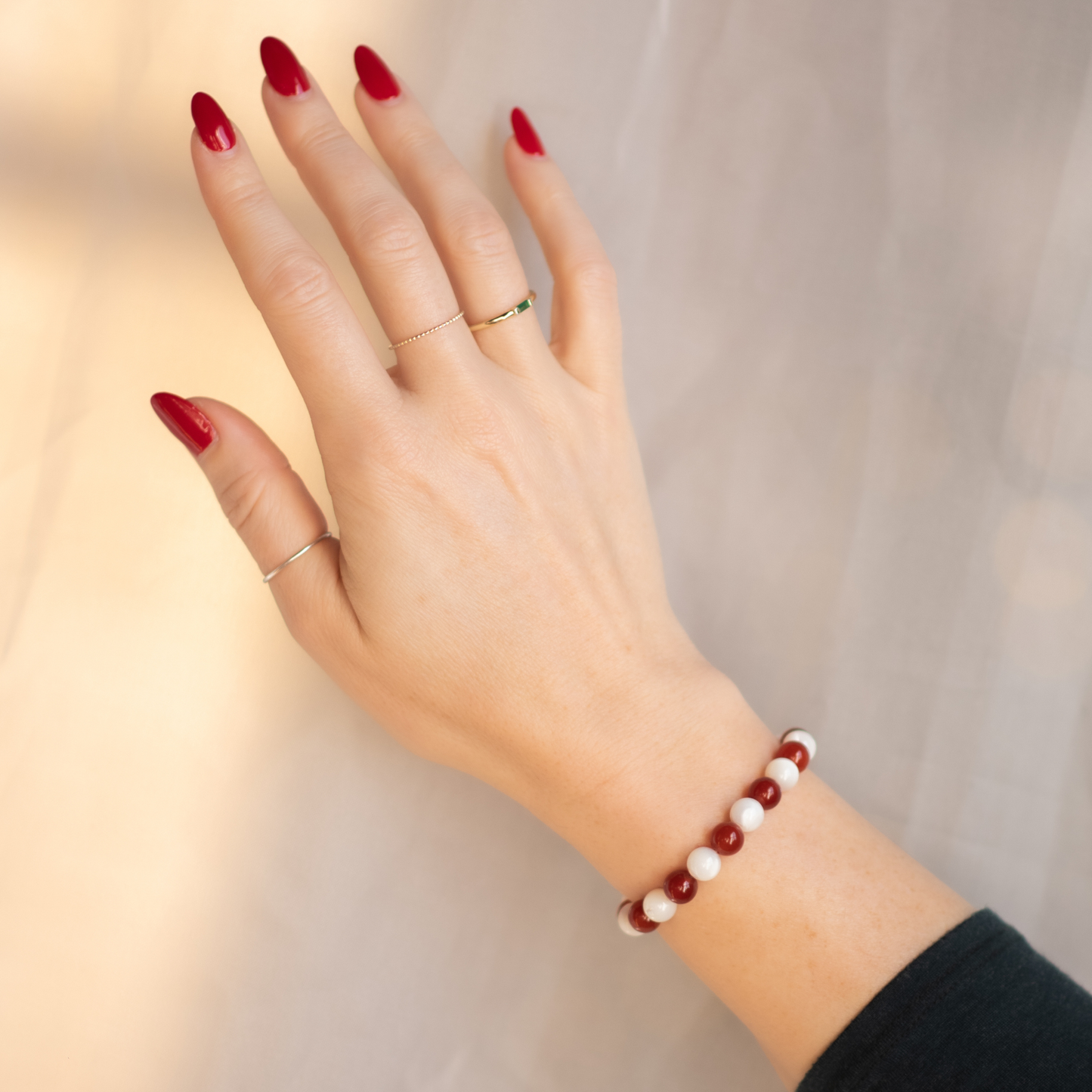 MERRY & BRIGHT | Crystal Bracelet | Red Agate & Mother of Pearl