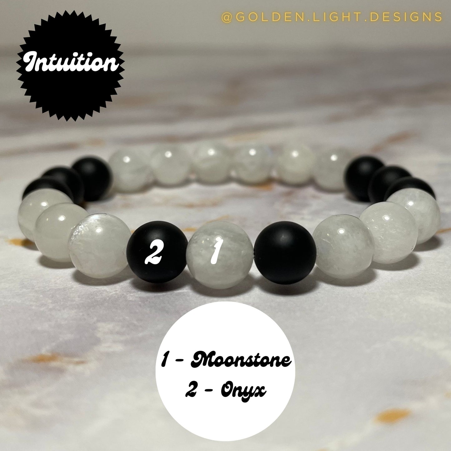 INTUITION | Ken-Inspired | Crystal Bracelet | Moonstone & Onyx