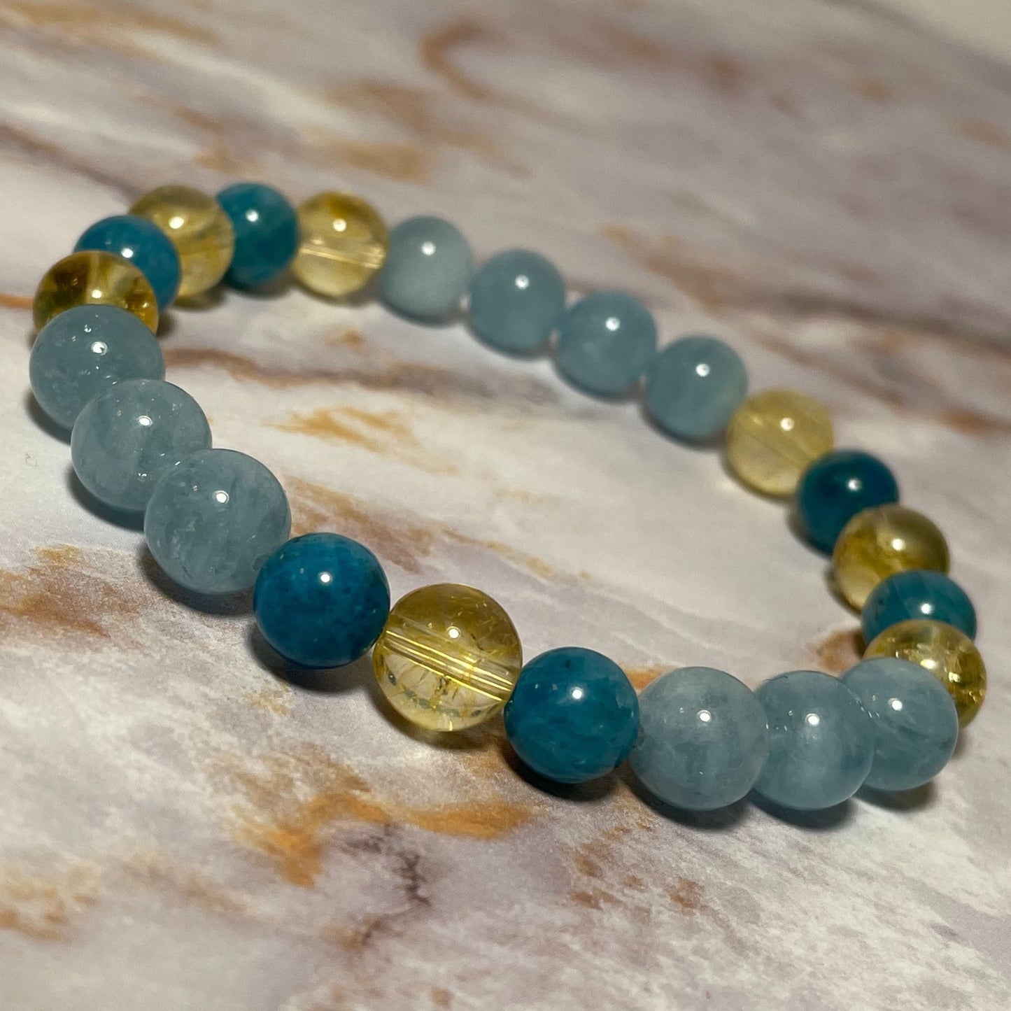 MANIFESTATION | Ken-Inspired | Crystal Bracelet | Aquamarine, Citrine & Apatite