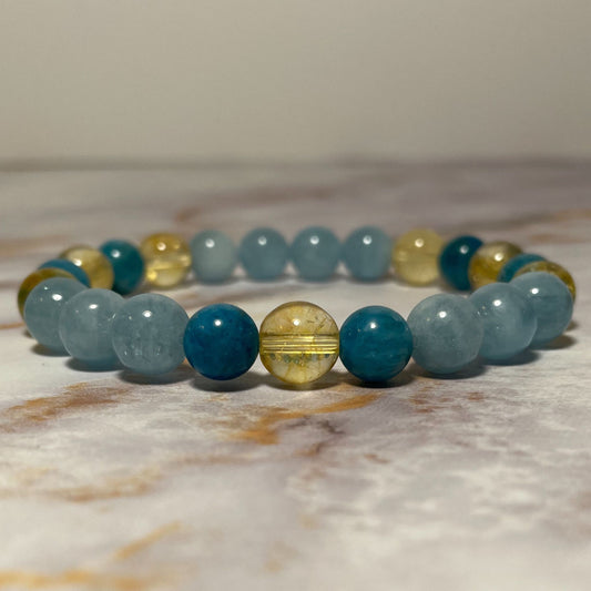 MANIFESTATION | Ken-Inspired | Crystal Bracelet | Aquamarine, Citrine & Apatite