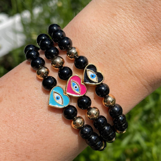 EVIL HEART EYE | Crystal Bracelet | Black Tourmaline